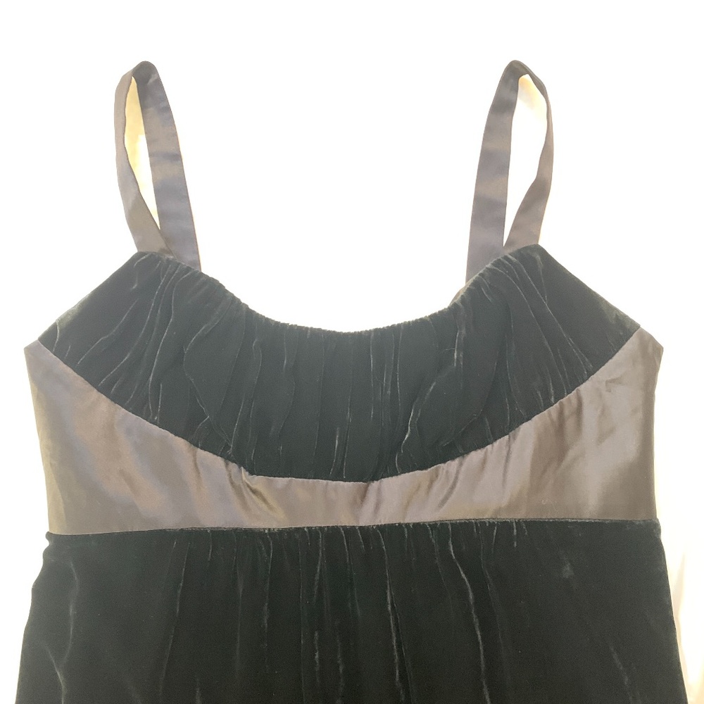 Laundry by Design Black Velvet Empire Waist Satin Accents Sleeveless Dress 4